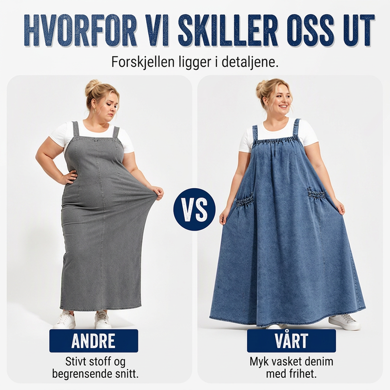 Dame oversized uformell dongeri selbukjole (maxi)-6