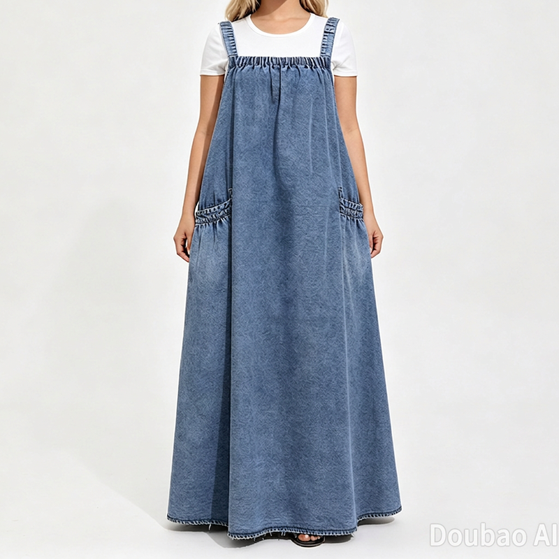 Dame oversized uformell dongeri selbukjole (maxi)-9