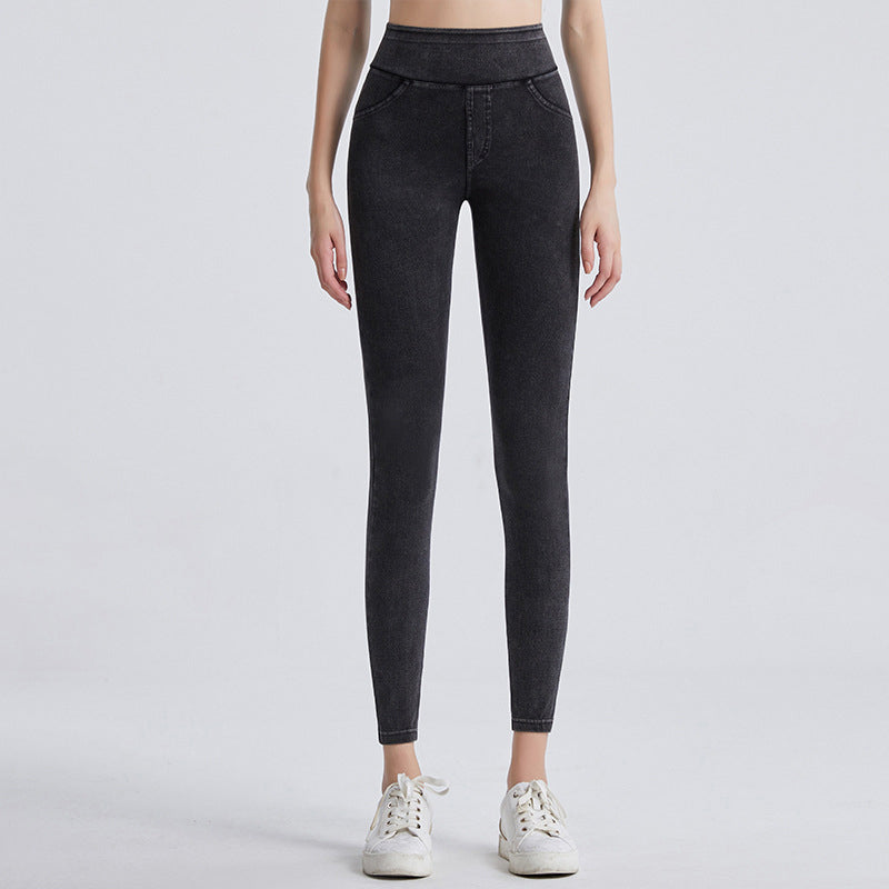 Høytaljede slanke jeans for kvinner-11