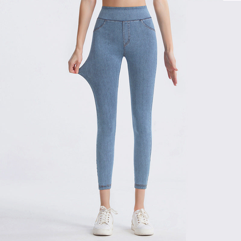 Høytaljede slanke jeans for kvinner-14