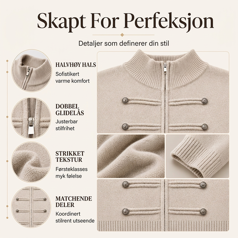 🔥 50 % RABATT ✨ Strikket Damecardigan med Glidelås – Ståkrage & Avslappet Passform-1