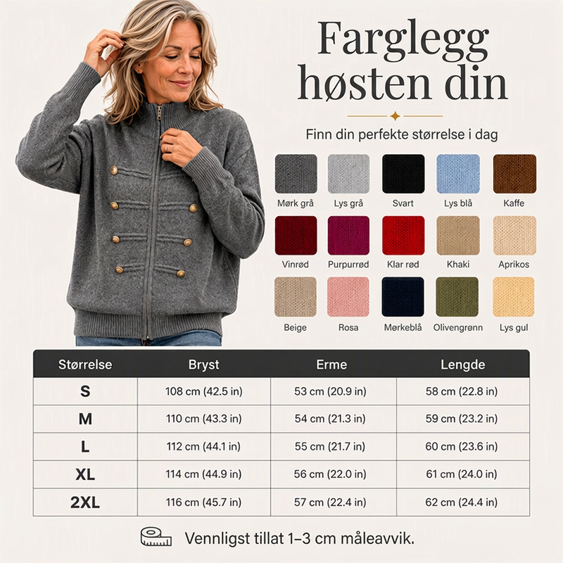 🔥 50 % RABATT ✨ Strikket Damecardigan med Glidelås – Ståkrage & Avslappet Passform-2