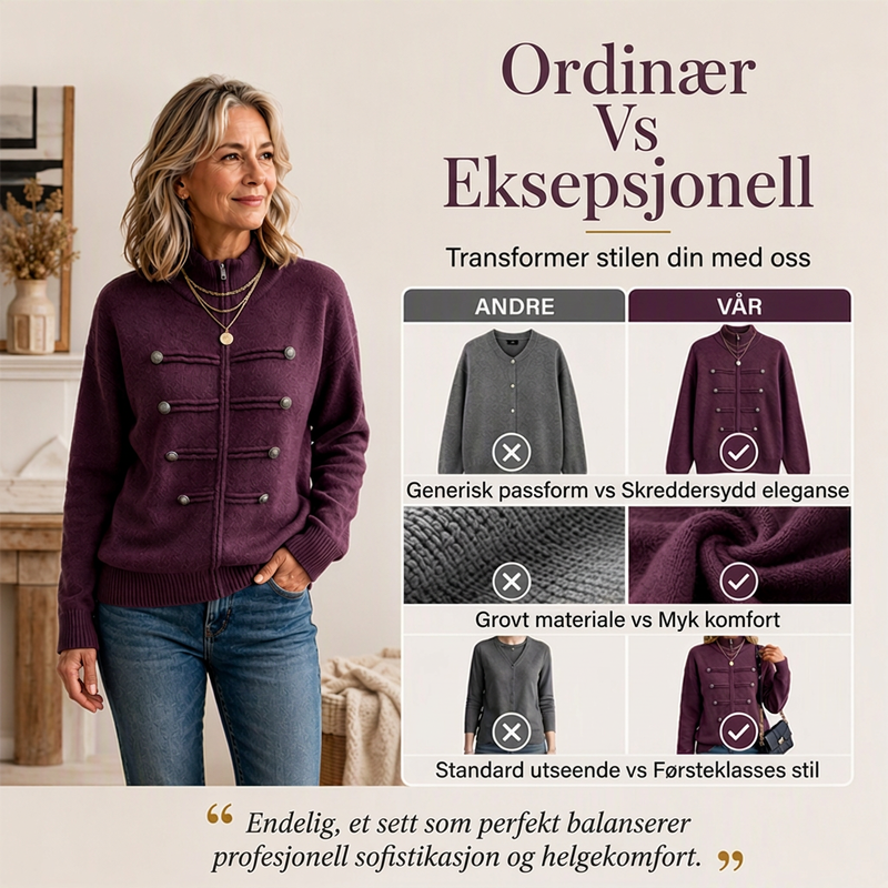 🔥 50 % RABATT ✨ Strikket Damecardigan med Glidelås – Ståkrage & Avslappet Passform-3
