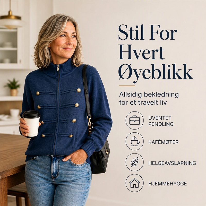 🔥 50 % RABATT ✨ Strikket Damecardigan med Glidelås – Ståkrage & Avslappet Passform-5