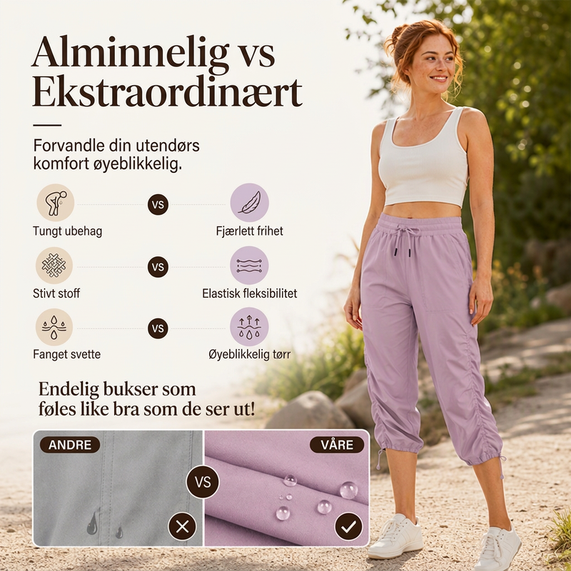 Lette hurtigtørkende capribukser for kvinner-2