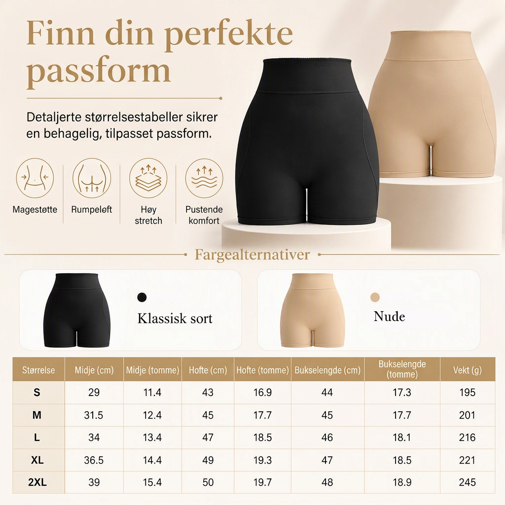 Damehøytaljede, mageholdende, polstrede shapewear-shorts-8