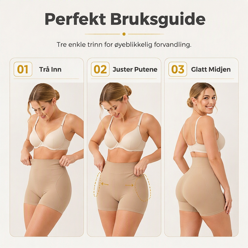 Damehøytaljede, mageholdende, polstrede shapewear-shorts-7