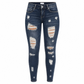 Dame høyvist, revne skinny-jeans, slitt og strekkbar denim-bukser-9