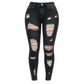 Dame høyvist, revne skinny-jeans, slitt og strekkbar denim-bukser-8