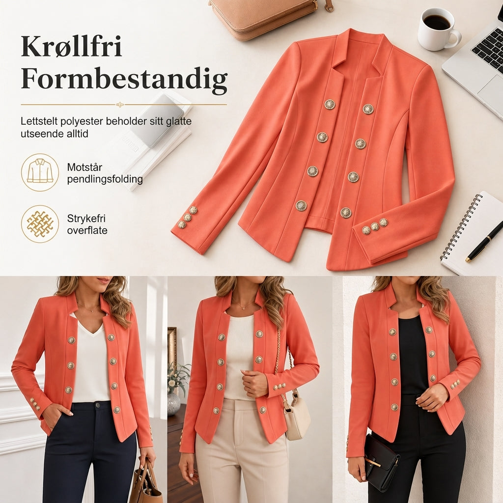 Dameblazer med ståkrage, smal passform-4