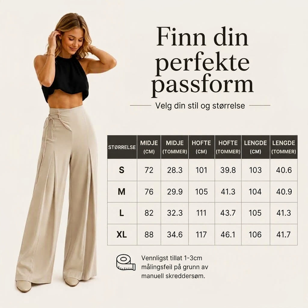 Uformelle høyebukser med vide ben for kvinner-5