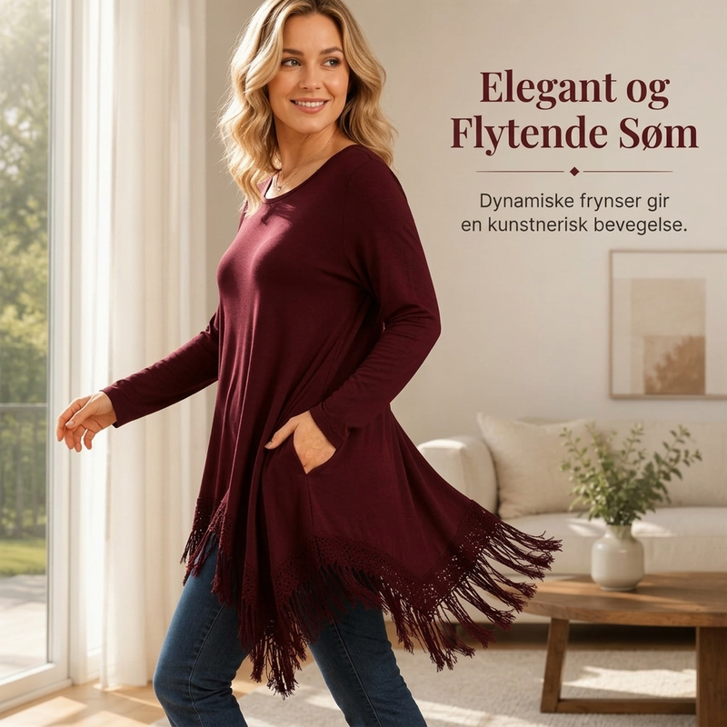 Bohemsk blonde-tunikktopp for kvinner-1