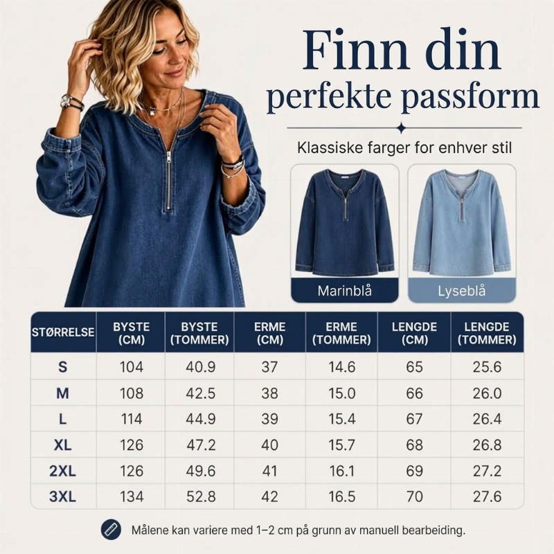 Dame langermet dongerigenser med halvt glidelås-5