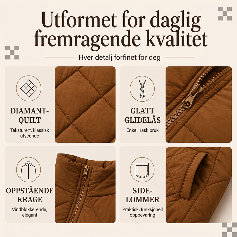 Varm vattert vest for kvinner-1
