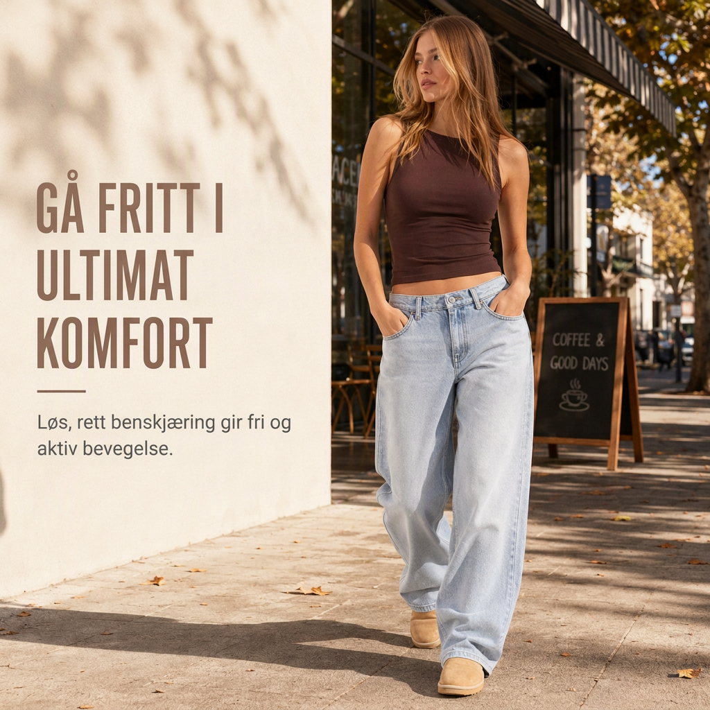 Retro høytaljede vide jeans for kvinner-2