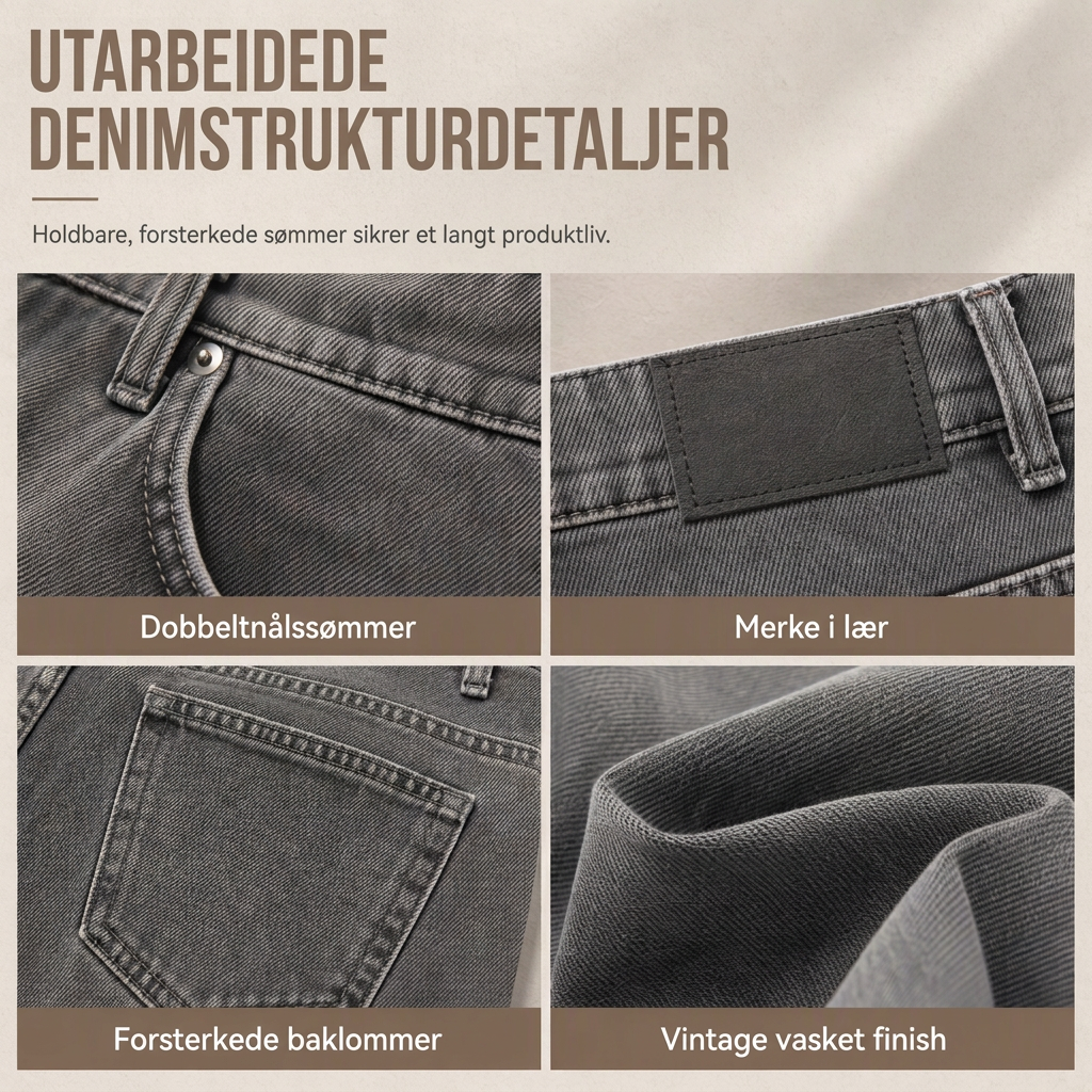 Retro høytaljede vide jeans for kvinner-4