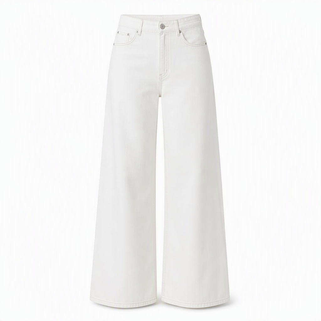 Retro høytaljede vide jeans for kvinner-8