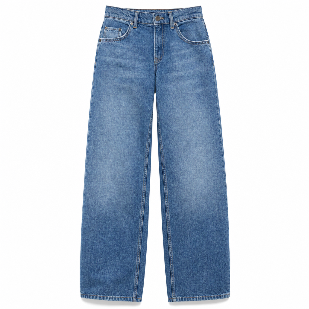 Retro høytaljede vide jeans for kvinner-11