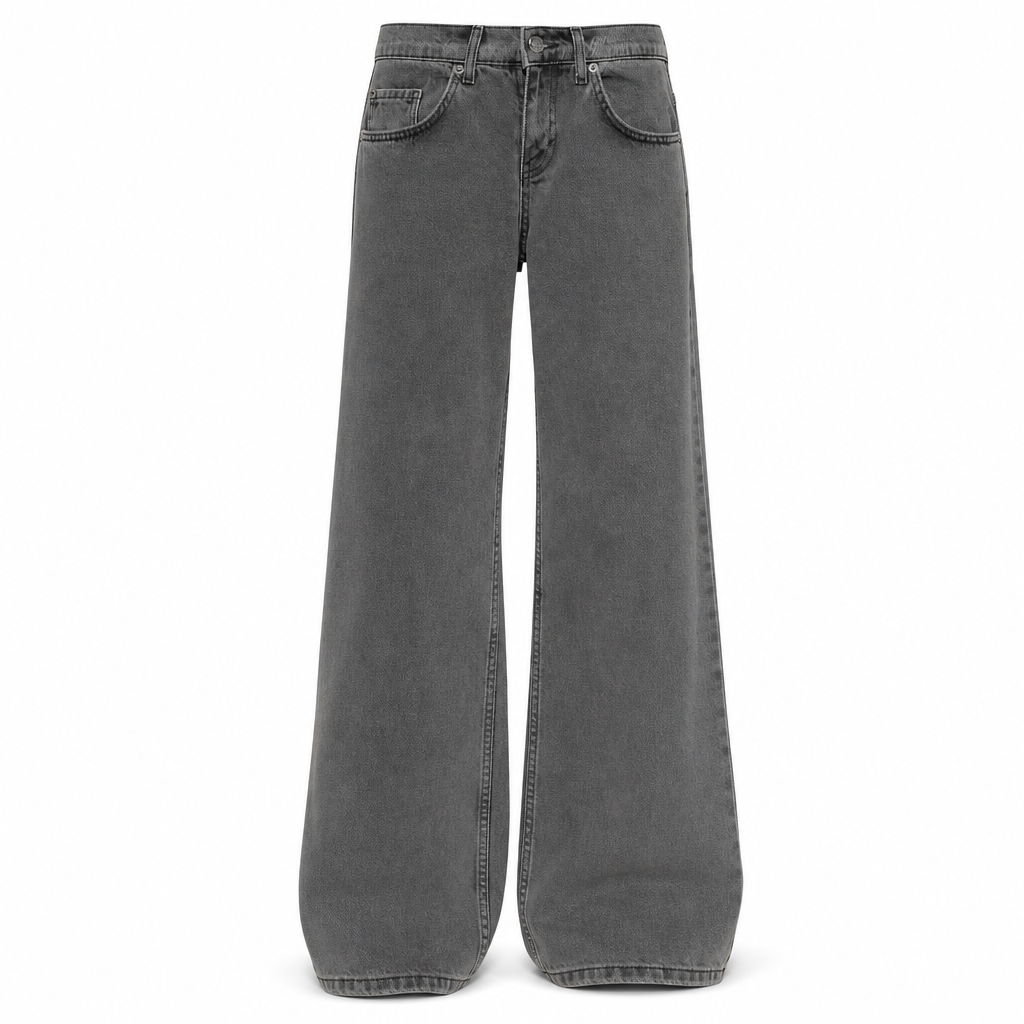 Retro høytaljede vide jeans for kvinner-10