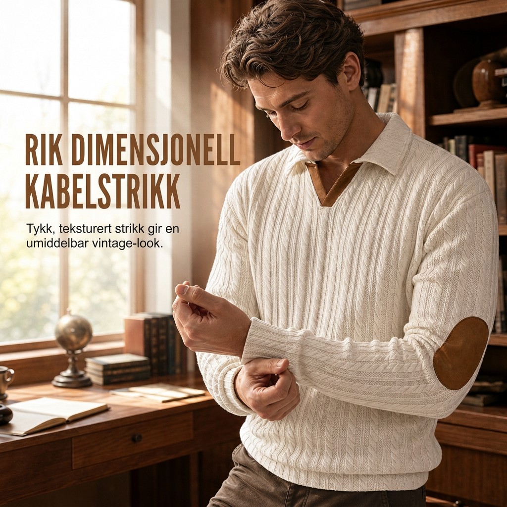 Genser med krage for menn, uformell ensfarget pullover-2