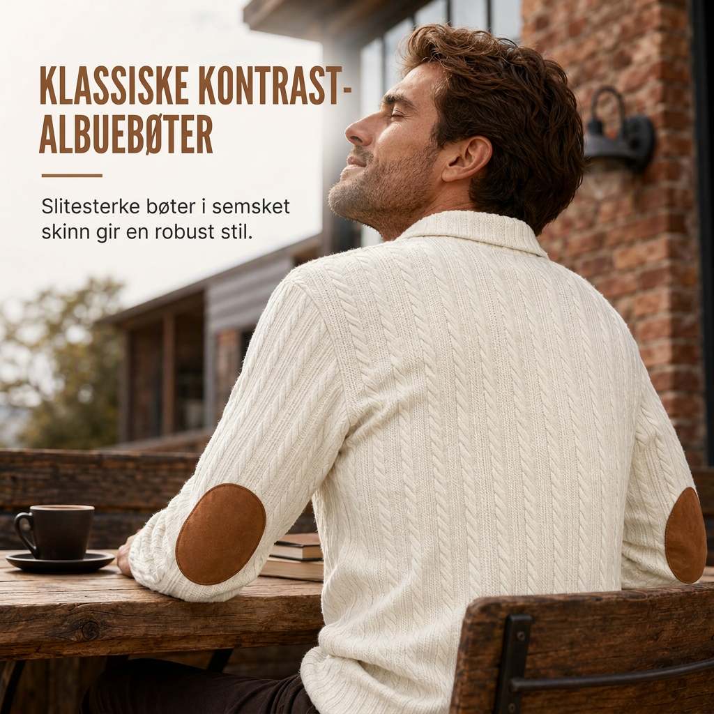 Genser med krage for menn, uformell ensfarget pullover-3