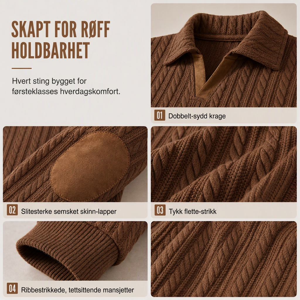 Genser med krage for menn, uformell ensfarget pullover-4