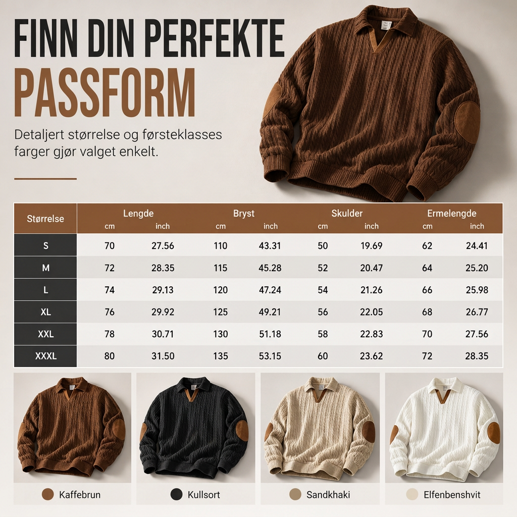 Genser med krage for menn, uformell ensfarget pullover-7