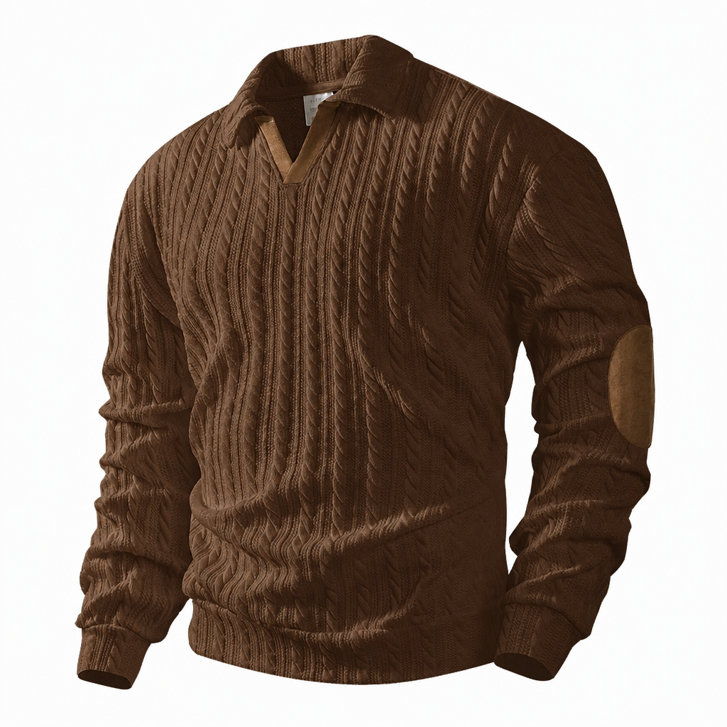 Genser med krage for menn, uformell ensfarget pullover-11