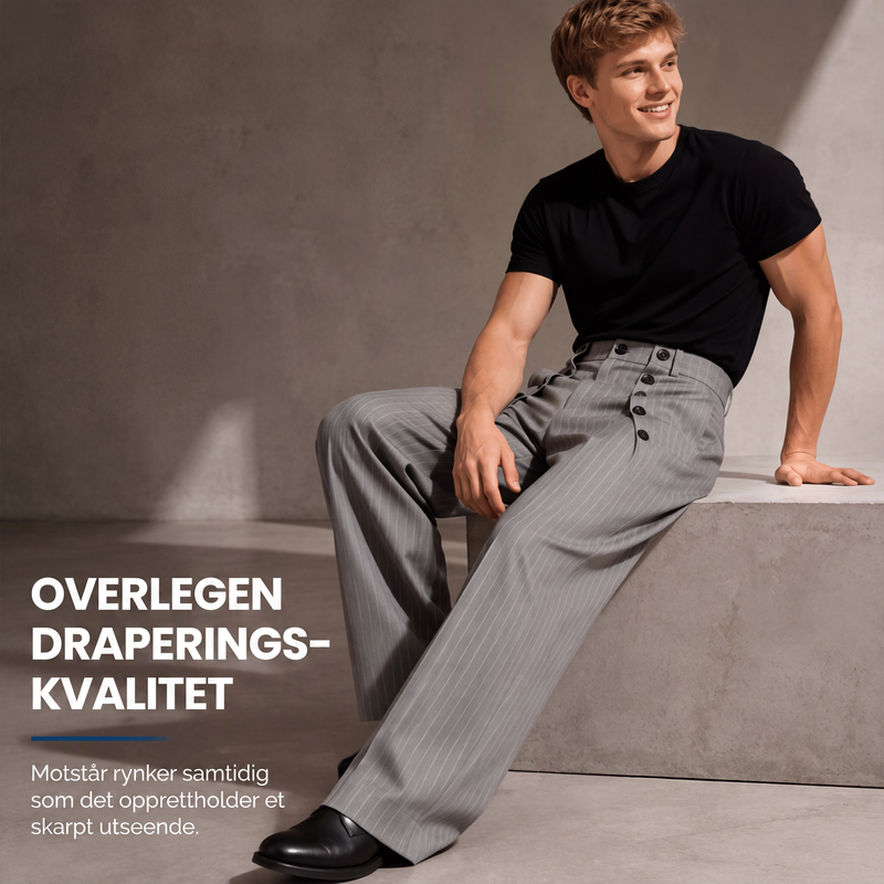 Mote høyta dobbelspent drapertbukse for menn-2