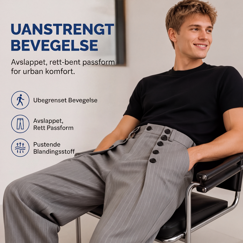 Mote høyta dobbelspent drapertbukse for menn-3