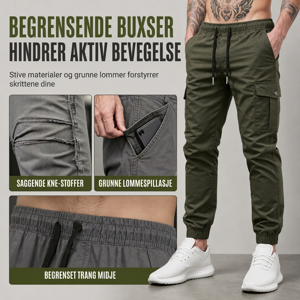Lette uformelle cargobukser utendørs turjoggere for høst- og vinteridrett, løping og trening-1