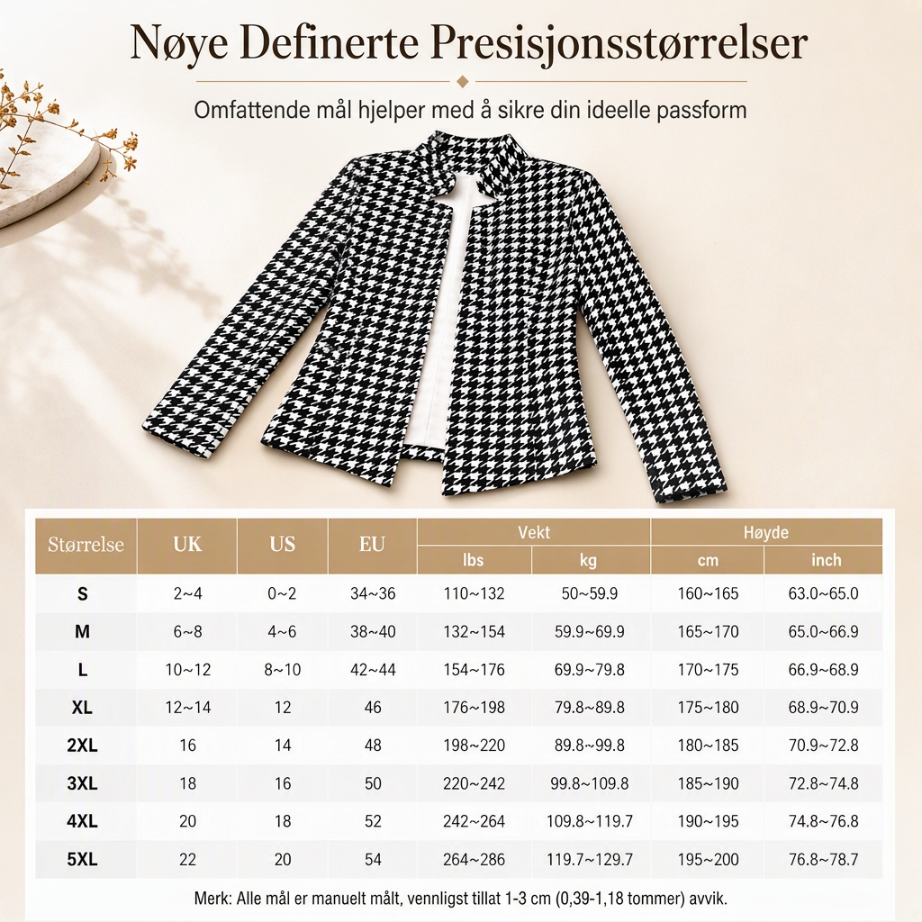 Hundetannmønster med åpen front, delt stålkrage og smal passform-7