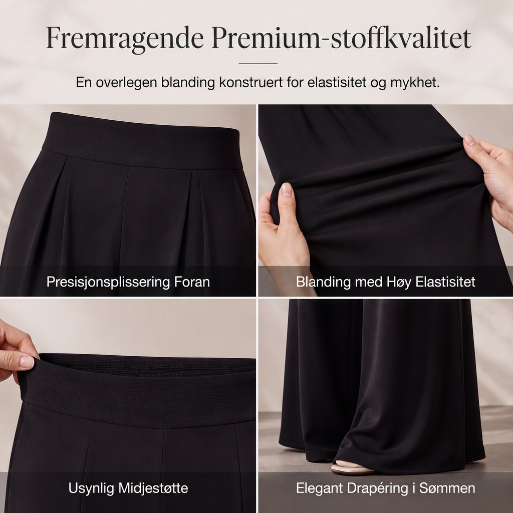 Damebukser med høy midje, vide ben og flytende passform-3