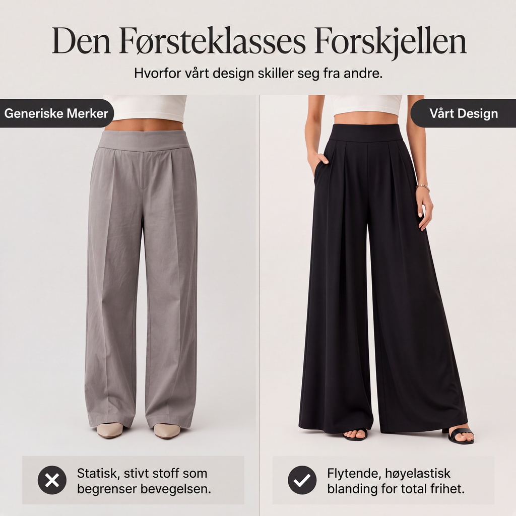Damebukser med høy midje, vide ben og flytende passform-7
