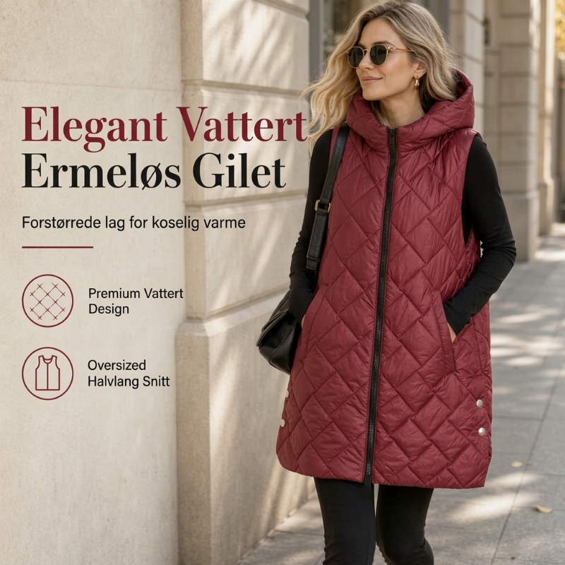 Dame uformell midjelang, foret vest med hette