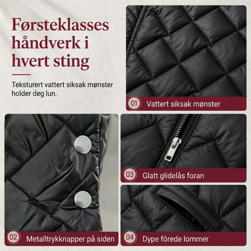 Dame uformell midjelang, foret vest med hette-4