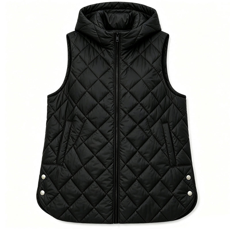 Dame uformell midjelang, foret vest med hette-8