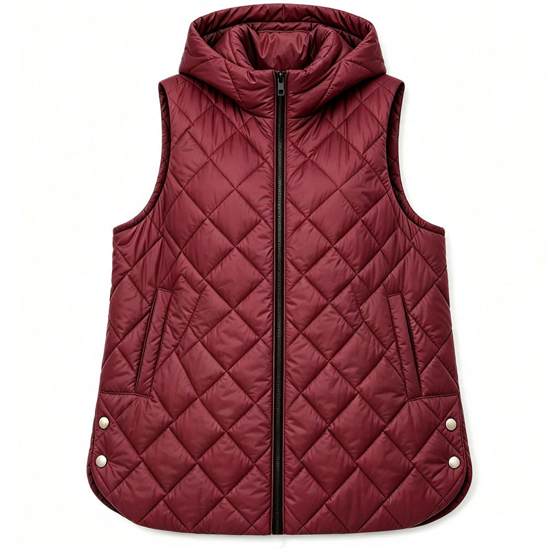 Dame uformell midjelang, foret vest med hette-10