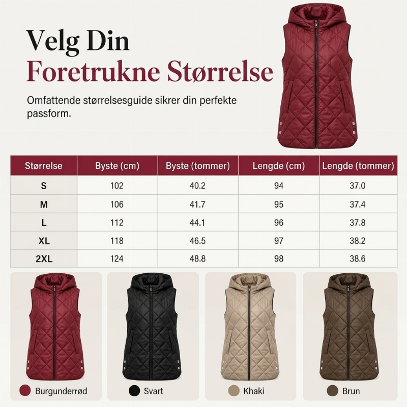 Dame uformell midjelang, foret vest med hette-7