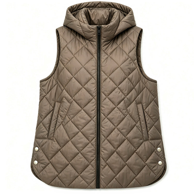Dame uformell midjelang, foret vest med hette-9