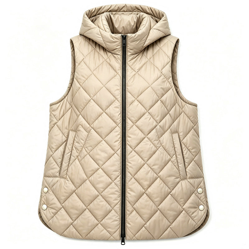 Dame uformell midjelang, foret vest med hette-11