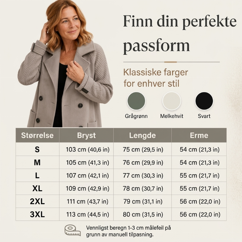 Dame uformell dobbeltspent kåpe med revers-2