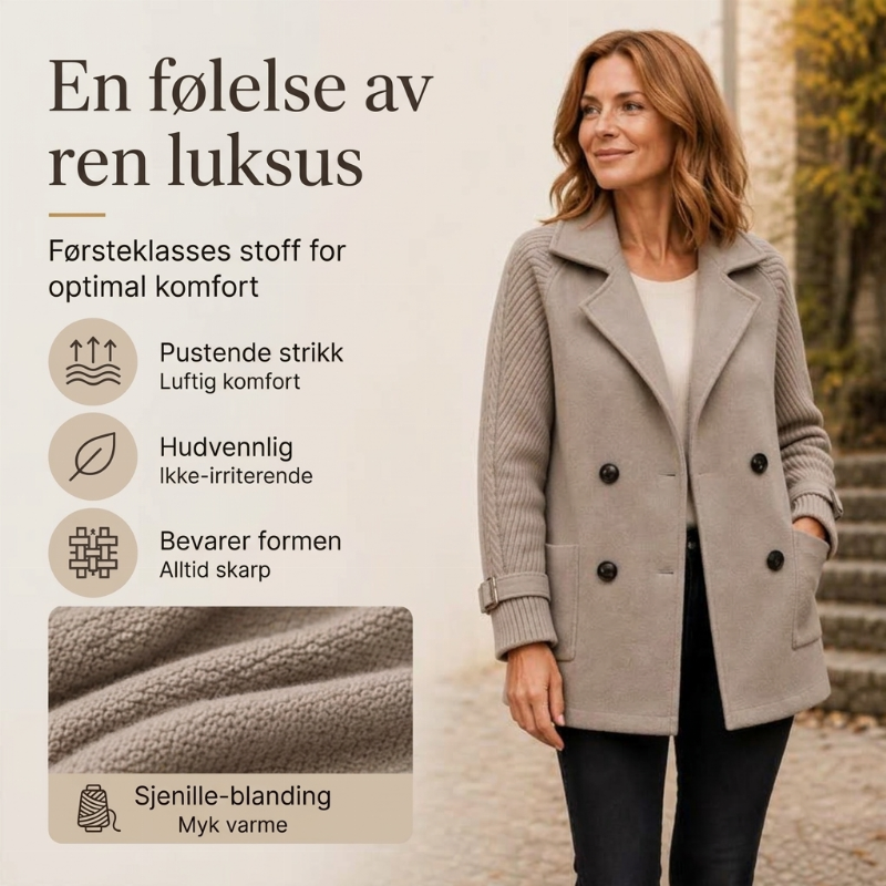 Dame uformell dobbeltspent kåpe med revers-4