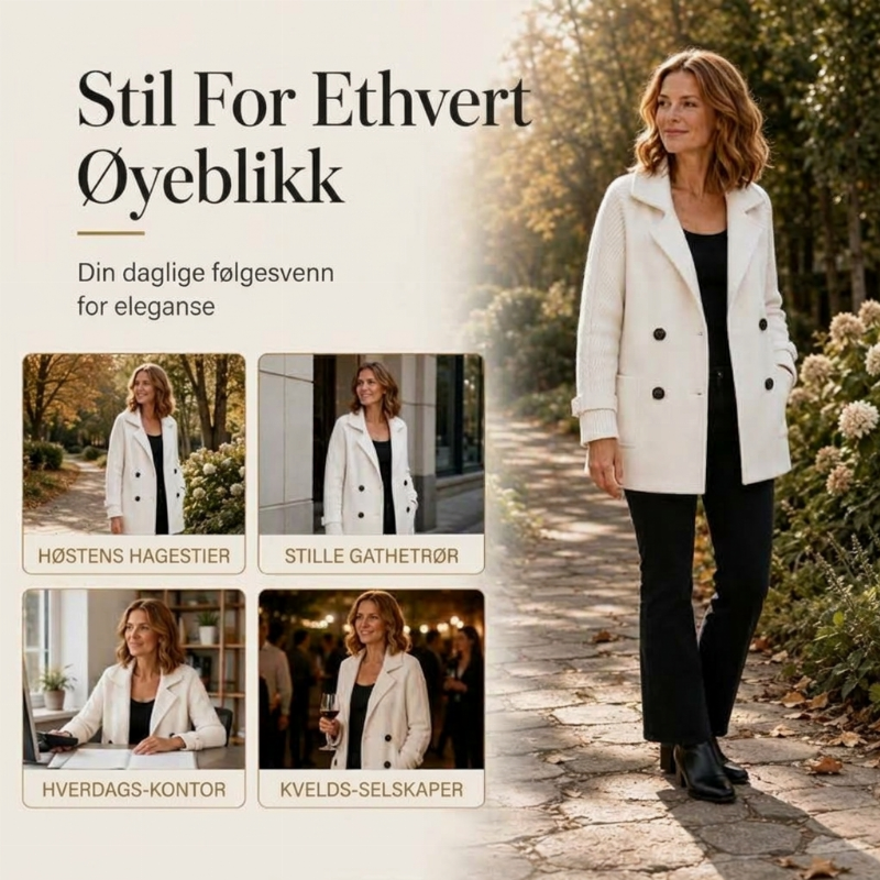 Dame uformell dobbeltspent kåpe med revers-5
