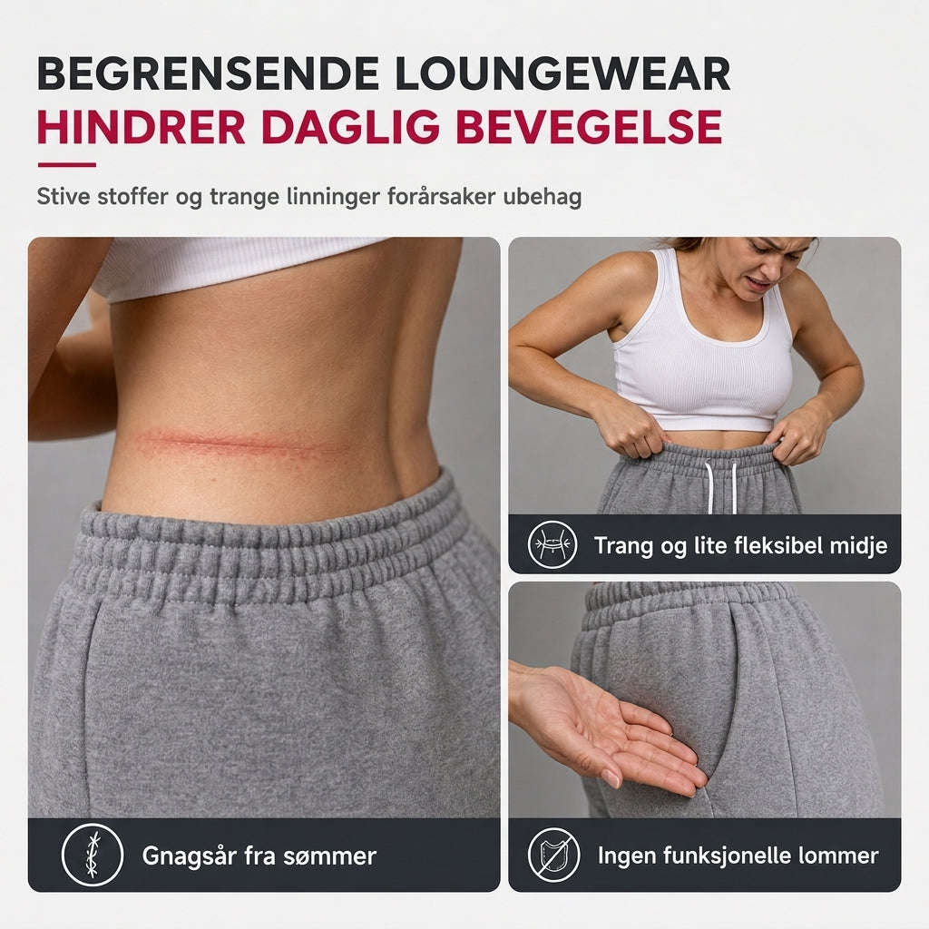 Dame høytaljede vide joggebukser med buede sømmer og lommer-1