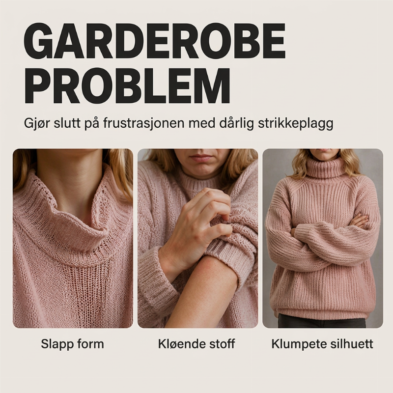 Dame koselig strikket kjole med rullekrage-5