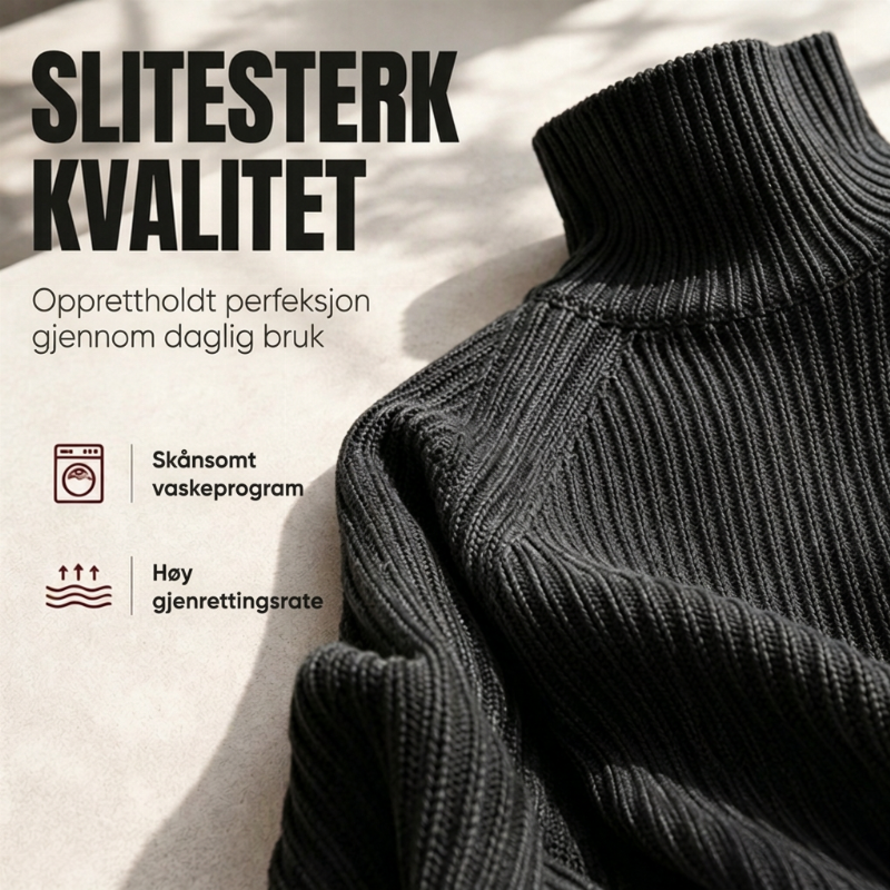 Dame koselig strikket kjole med rullekrage-6