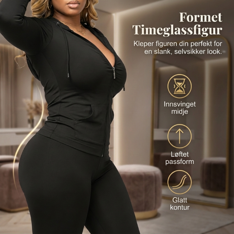 Dame langermet hette-genserdrakt-1