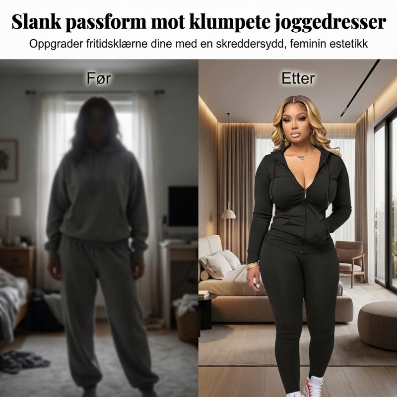 Dame langermet hette-genserdrakt-3