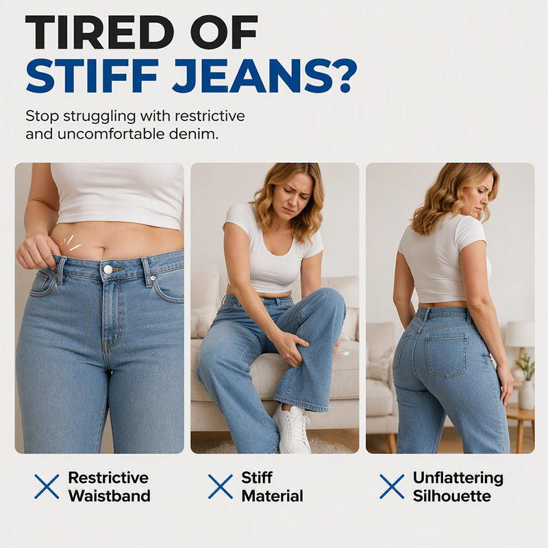 Casual-jeans med snøring og vide ben for kvinner-1